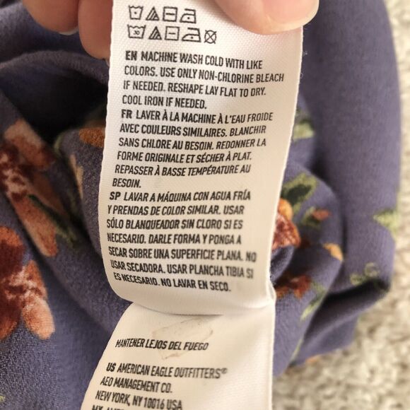 American Eagle Jumpsuit Small Cropped Floral Ruffle Flare Leg Adjustable Strappy - Picture 10 of 13